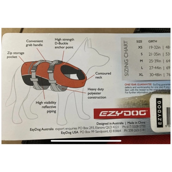 EzyDog DFD Dog Floatation Device Safety Vest Dog Life Jacket Preserver M Red Med - Picture 6 of 6